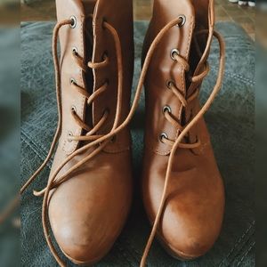 Tan Block Platform Heels
